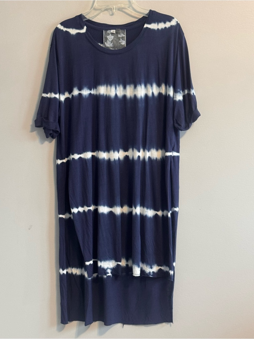 Young Fabulous & Broke Navy Tie Dye Hi-Low Tunic Dress Modal S